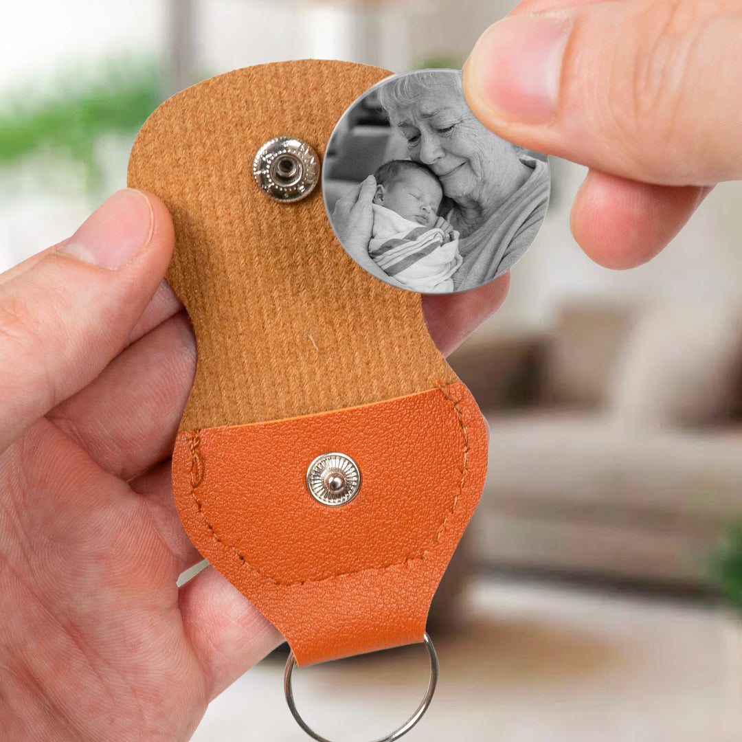 Le jour où tu es devenu mon papa, pochette photo personnalisée en cuir