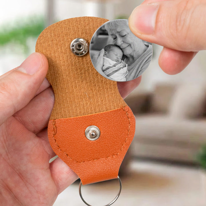Le jour où tu es devenu mon papa, pochette photo personnalisée en cuir