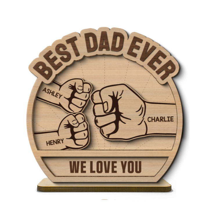 Plaque en bois debout personnalisée à 2 couches Fist Bump