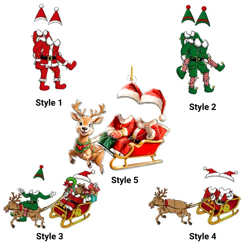 Couple d'elfes rigolos - Ornement photo personnalisé en acrylique