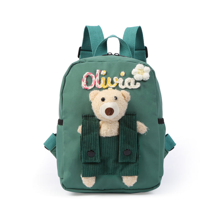 Sac à Dos Peluche Ourson Personnalisable avec Prénom et Couleurs au choix | Cadeau Rentrée Scolaire pour Enfant