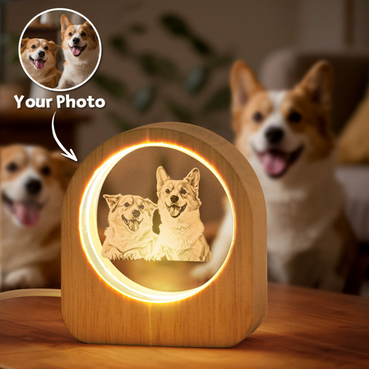 Portrait photo 3D personnalisé en cristal LED, cadeau pour un être cher
