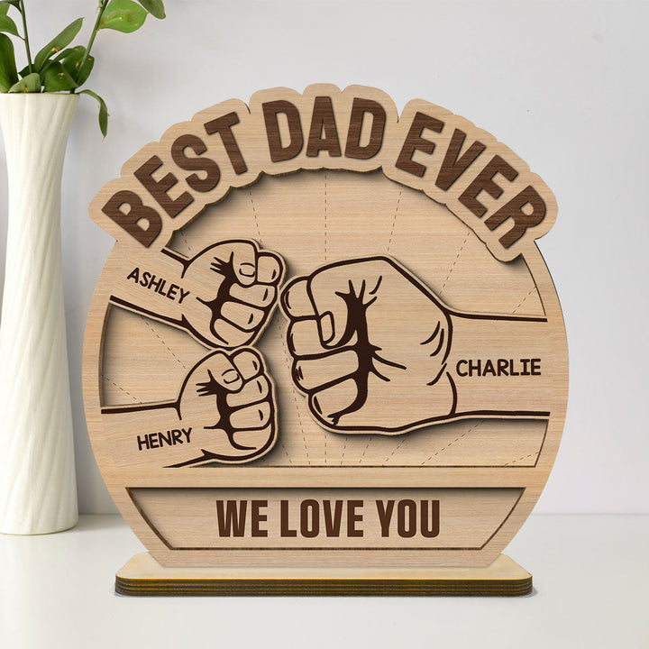 Plaque en bois debout personnalisée à 2 couches Fist Bump