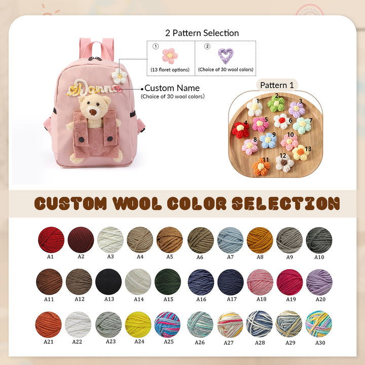 Sac à Dos Peluche Ourson Personnalisable avec Prénom et Couleurs au choix | Cadeau Rentrée Scolaire pour Enfant