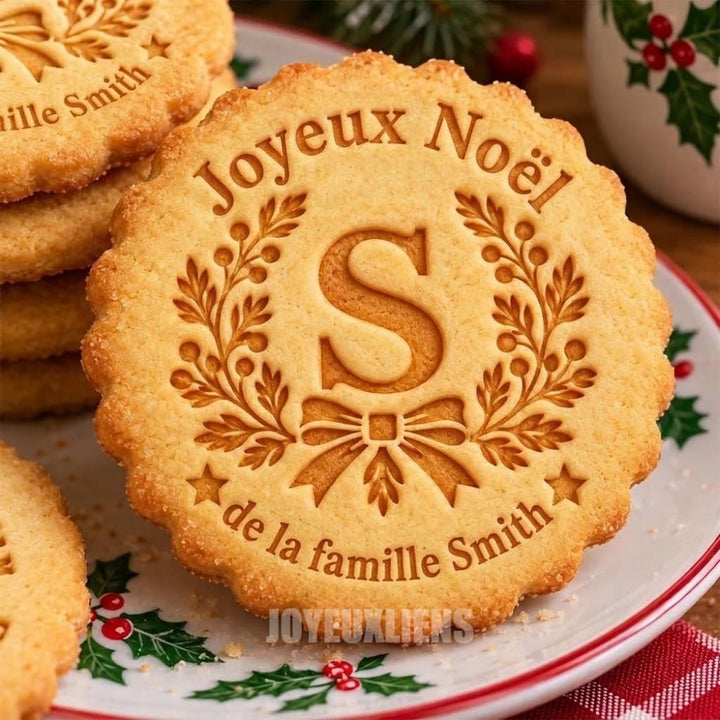 Tampons et emporte-pièces à biscuits — Joyeux Noël de la part de la famille