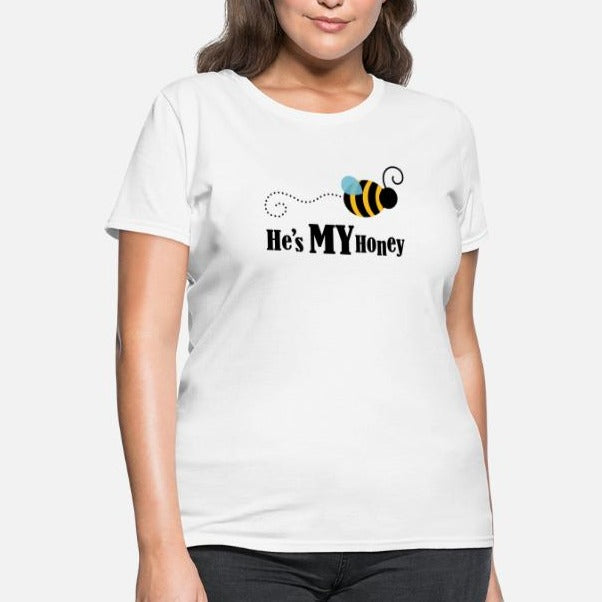 He's My Honey-T-shirts pour couples avec texte personnalisé