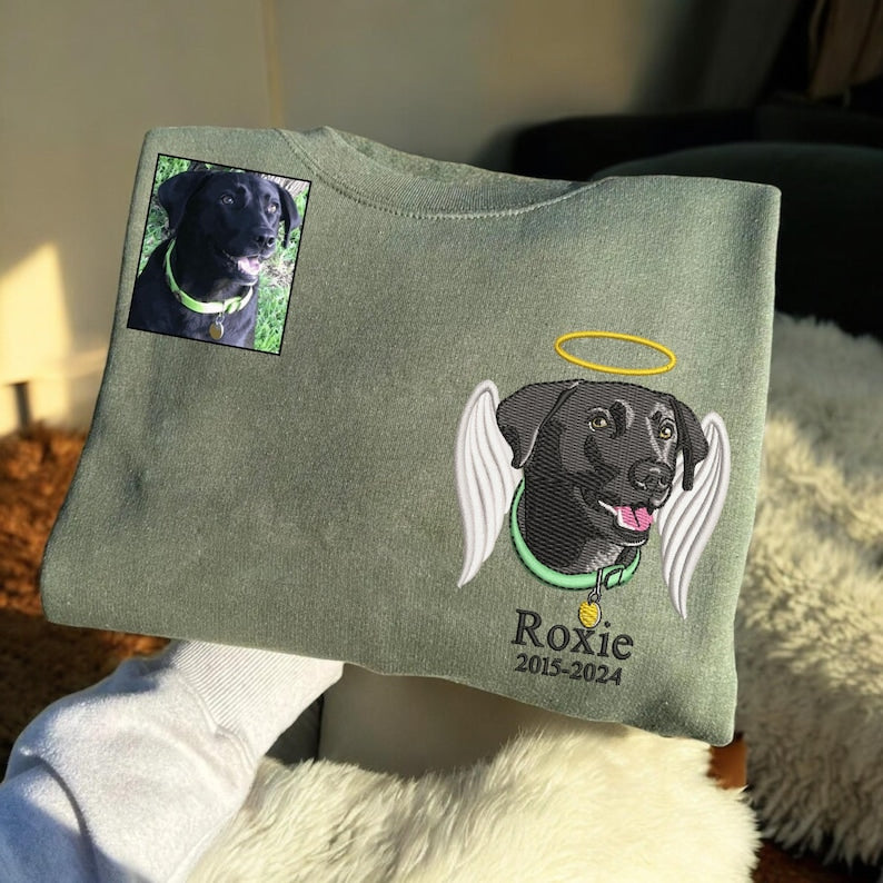 Sweat-shirt brodé personnalisé pour perte d'animal de compagnie, t-shirt brodé commémoratif pour animaux de compagnie, sweat-shirt à capuche