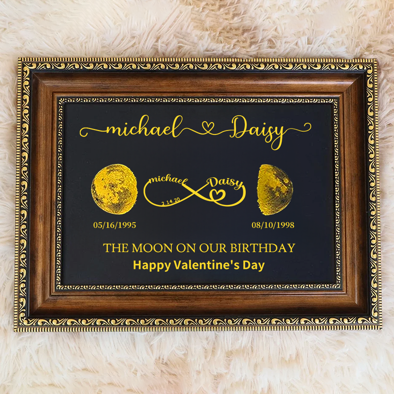 Cadre lune personnalisable avec texte et date
