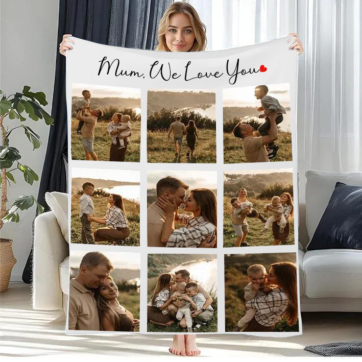 Couverture Polaire Couvertures personnalisées pour la fête des mères avec 9 photos
