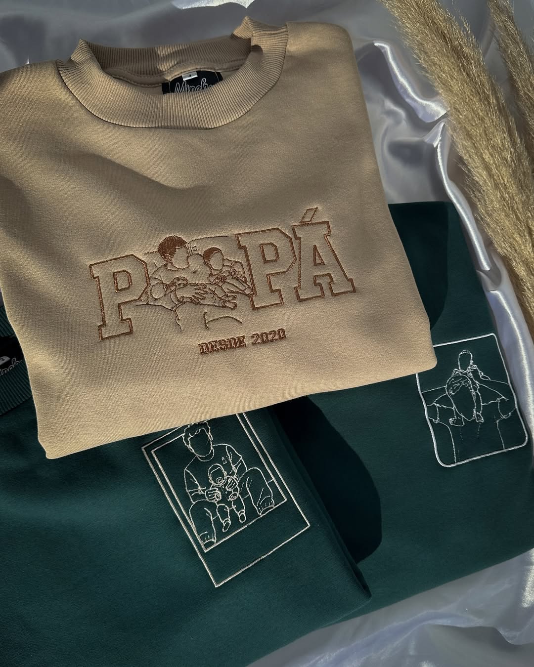 Sweat-shirt personnalisé Papa, Papi avec portrait, cadeau brodé à partir d'une photo