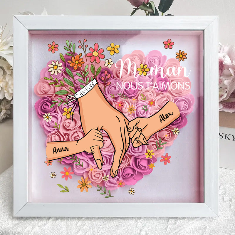 Boîte à fleurs personnalisée en forme de cœur pour maman, boîte à roses avec prénoms d'enfants