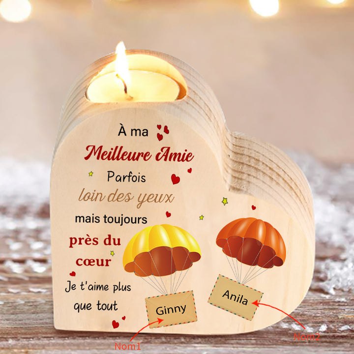 À Ma Meilleure Amie - Bougeoir en Bois sans bougie 2 Prénoms Personnalisé