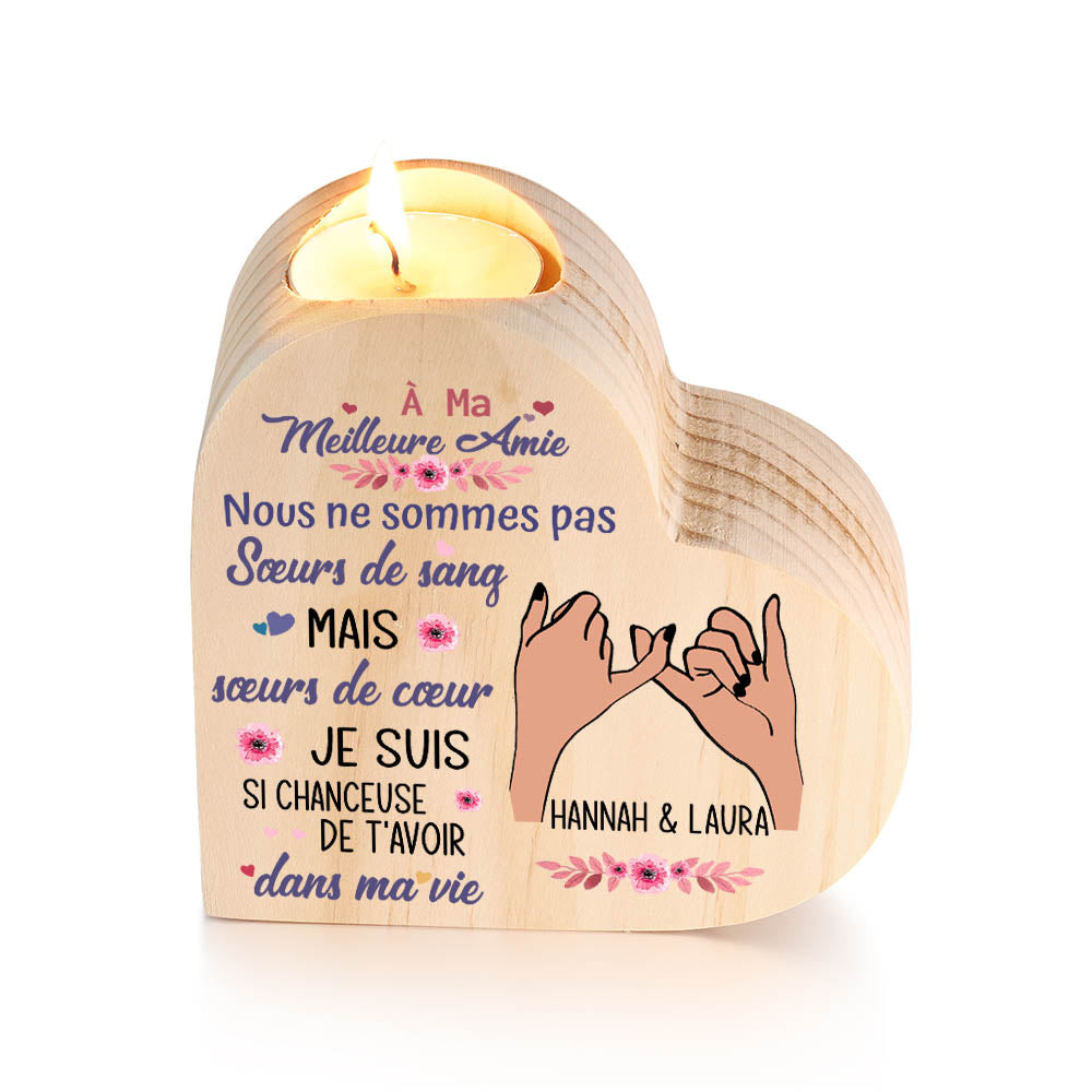 À Ma Meilleure Amie - Bougeoir en Bois sans bougie 2 Prénoms Personnalisé