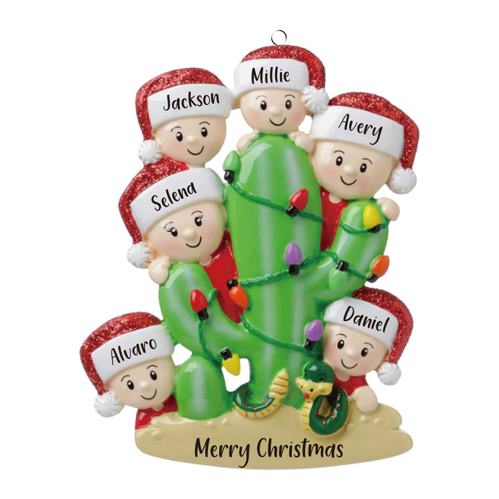 Ornements de Noël Cactus 2-6 Prénoms Personnalisés avec Texte