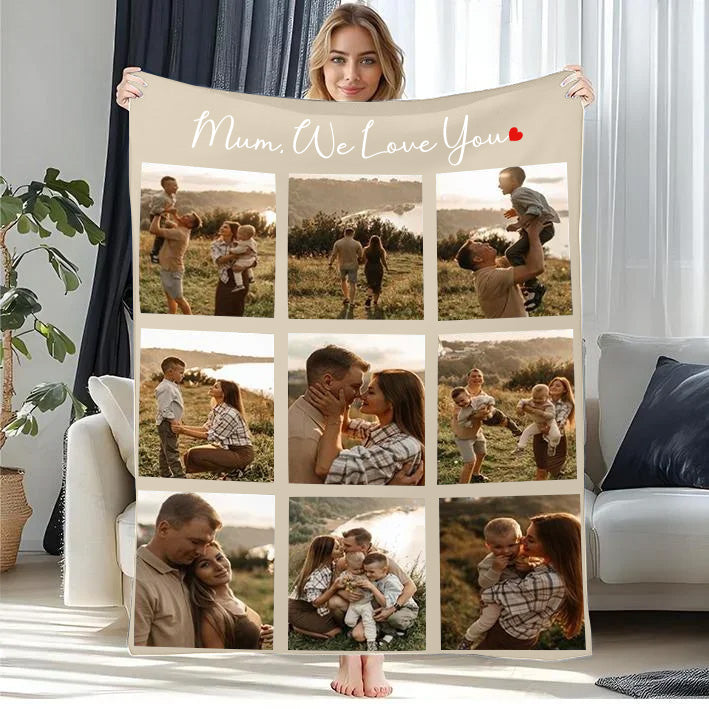 Couverture Polaire Couvertures personnalisées pour la fête des mères avec 9 photos