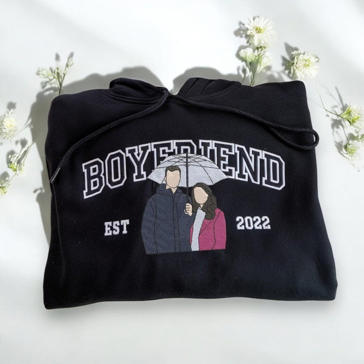 Sweatshirts assortis pour couples  avec photo brodée personnalisée