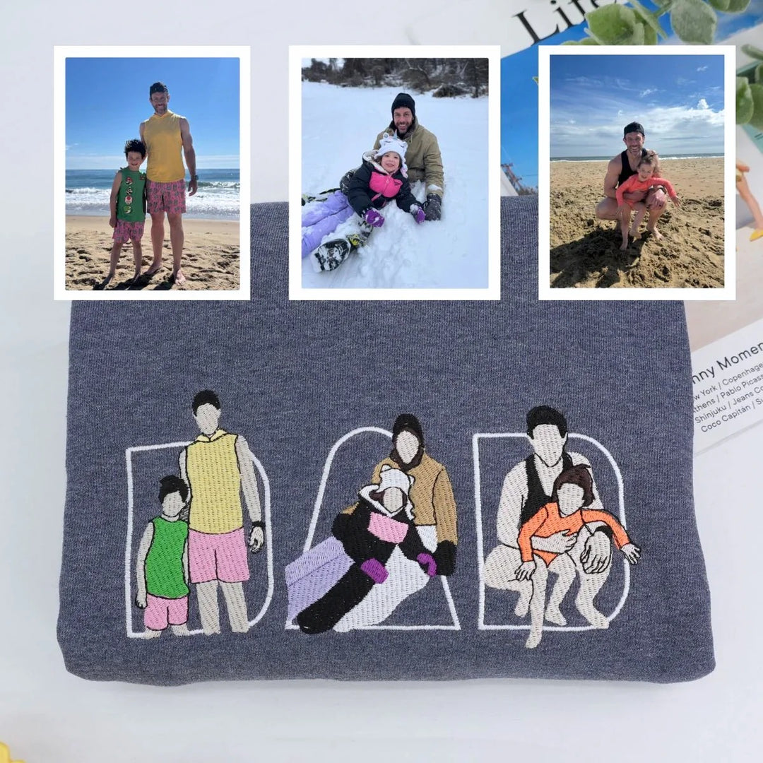 T-shirt, sweat-shirt ou hoodie personnalisé avec photo brodée — Cadeau pour la fête des pères