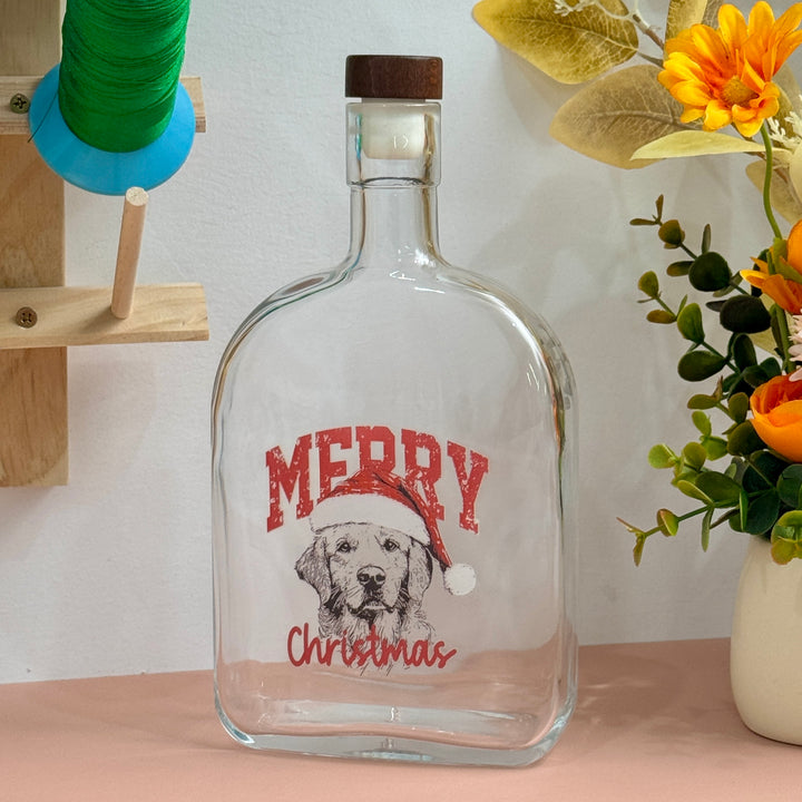 Bouteille de whisky personnalisée avec portrait d'animal de compagnie pour Noël 2025