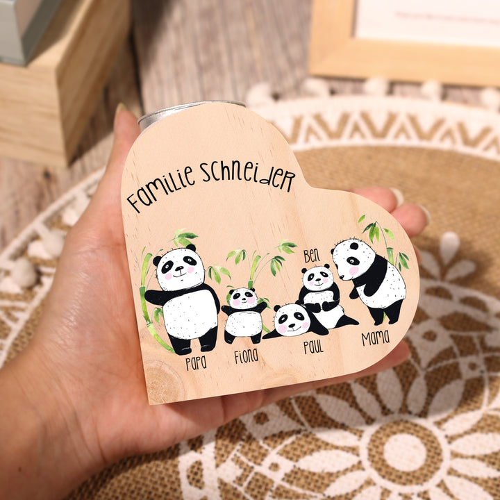 Bougeoirs en Bois Panda sans bougie Prénoms Personnalisé avec textes