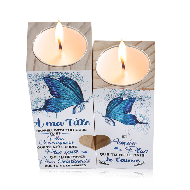 Bougeoirs en Bois 2PCS sans bougie A Ma Fille