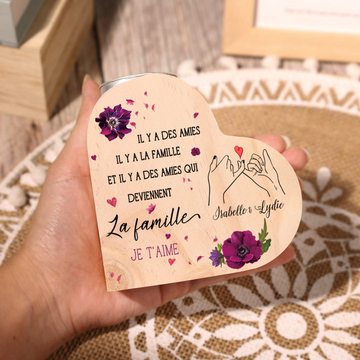 À Ma Meilleure Amie - Bougeoir en Bois sans bougie 2 Prénoms Personnalisé