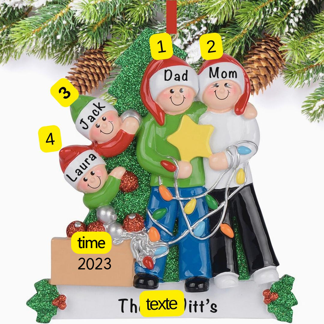 Ornements de Noël Poupée 3-5 Prénoms Personnalisés et texte
