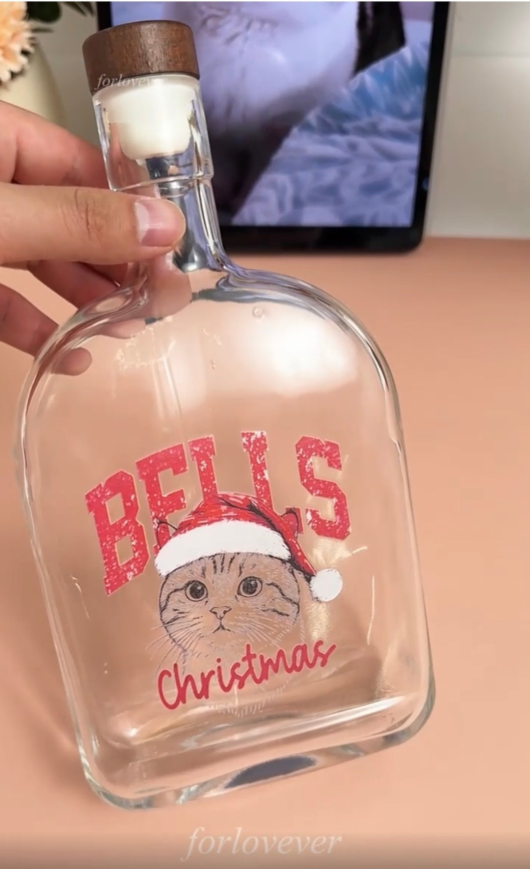 Bouteille de whisky personnalisée avec portrait d'animal de compagnie pour Noël 2025