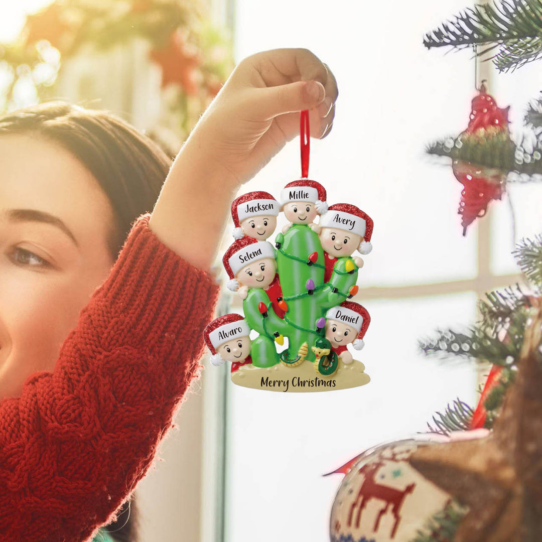 Ornements de Noël Cactus 2-6 Prénoms Personnalisés avec Texte