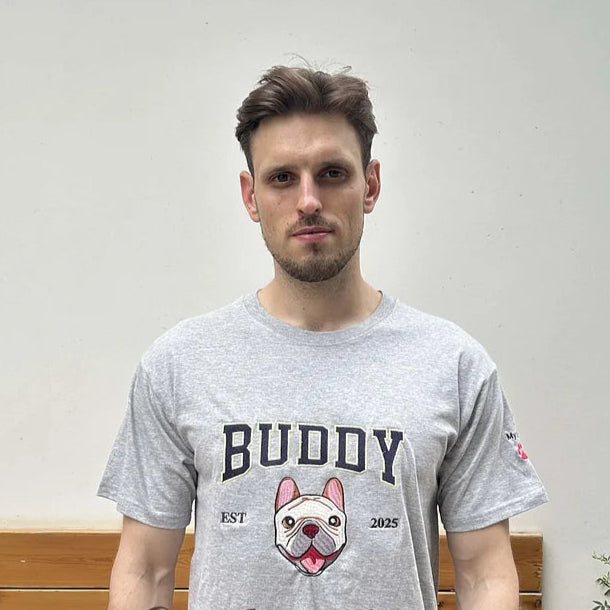 Sweat-shirt brodé avec visage de chien personnalisé avec nom basé sur votre photo