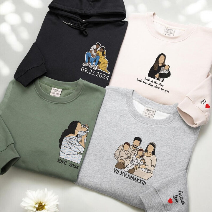 Sweat-shirt personnalisé brodé avec photo pour maman