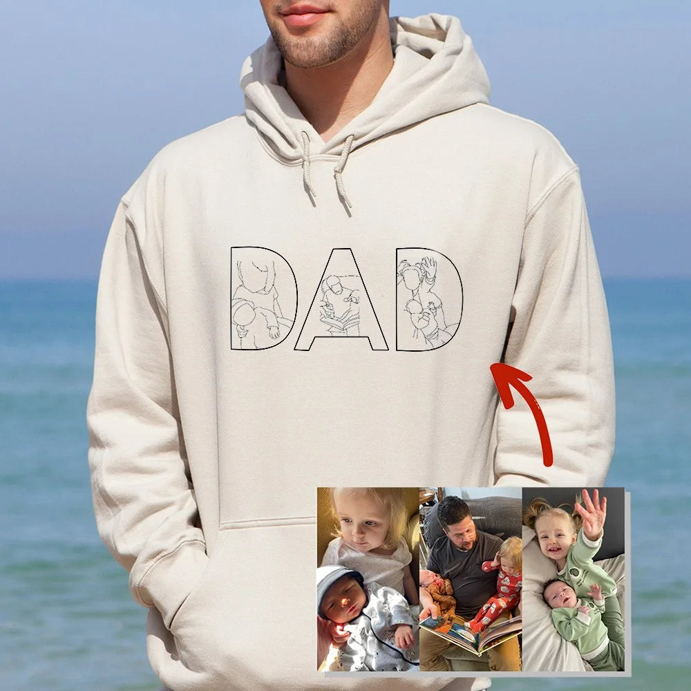 Sweat-shirt personnalisé avec broderie de silhouette photo pour papa – Cadeau personnalisé pour papa