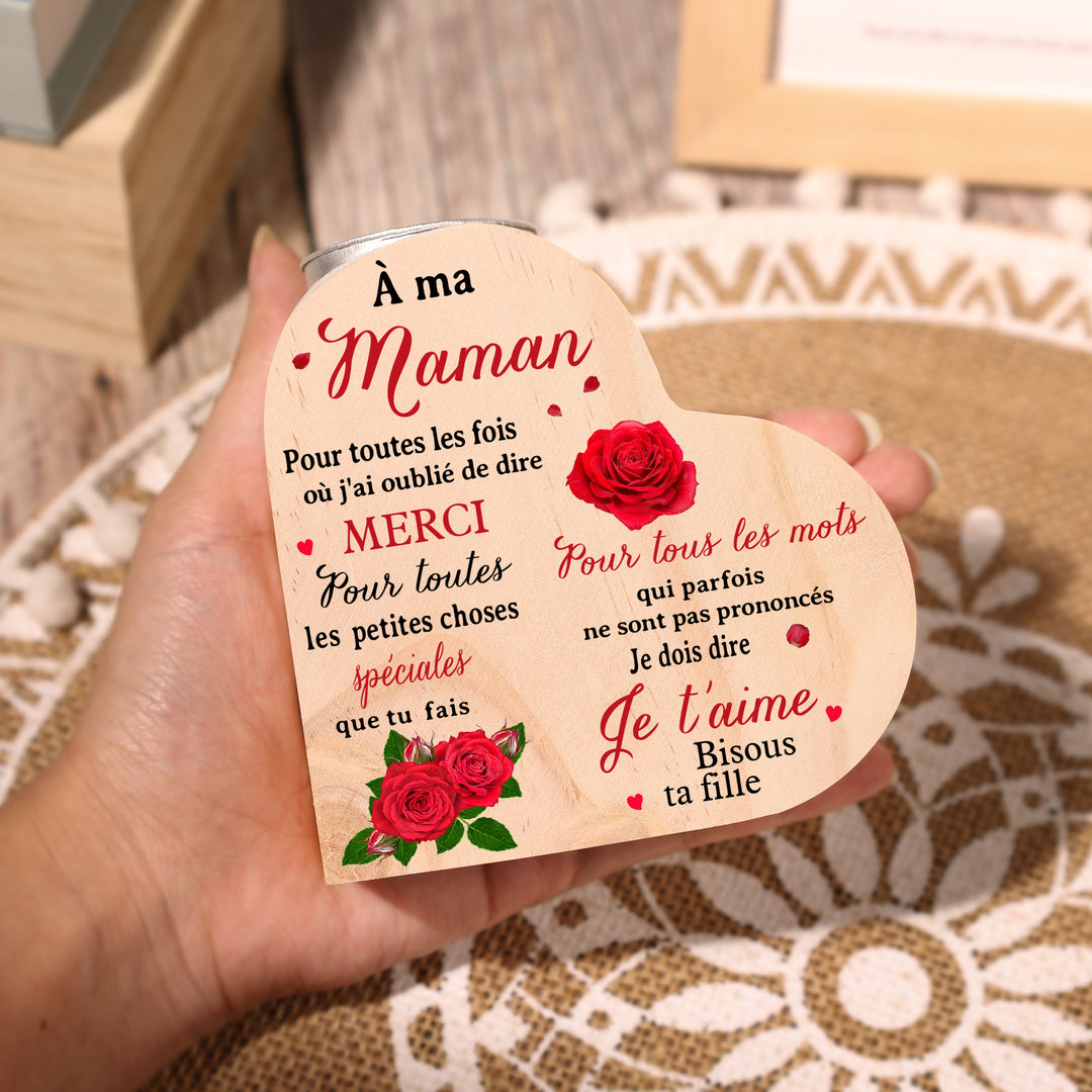 À Ma Maman - Bougeoir en Bois sans bougie
