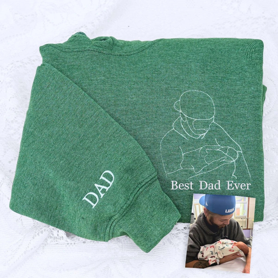 T-shirt Photo Brodé Personnalisé - Un Cadeau Unique pour Papa