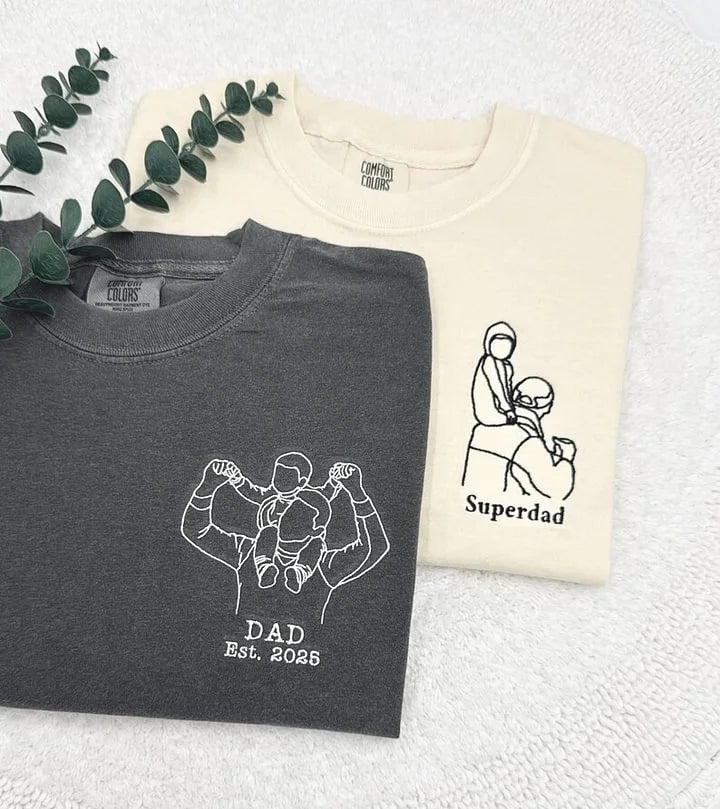 T-shirt Photo Brodé Personnalisé - Un Cadeau Unique pour Papa