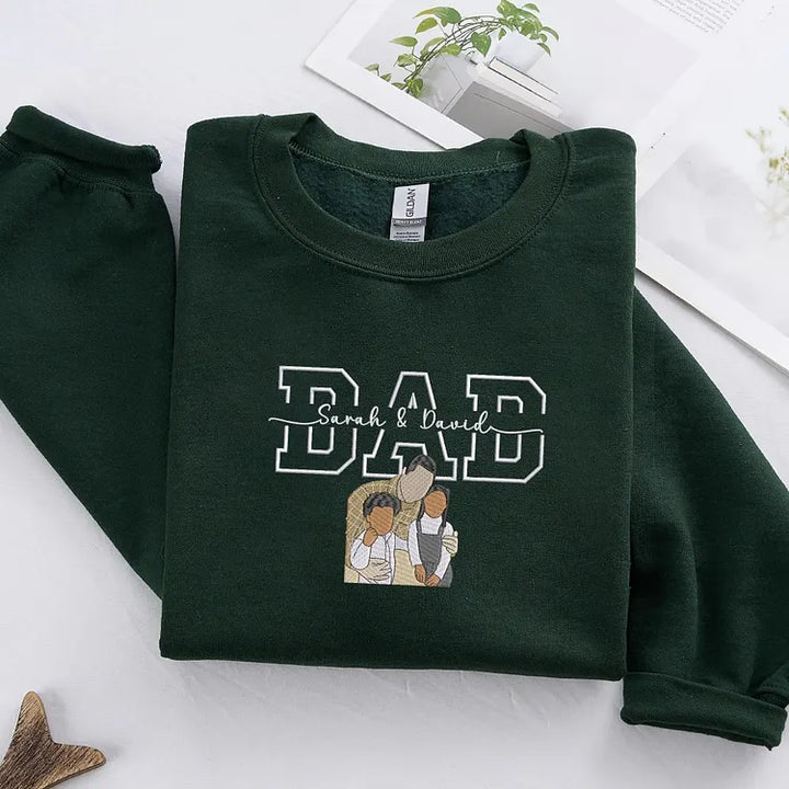 Sweat-shirt personnalisé Papa/Maman avec portrait et les noms des enfants