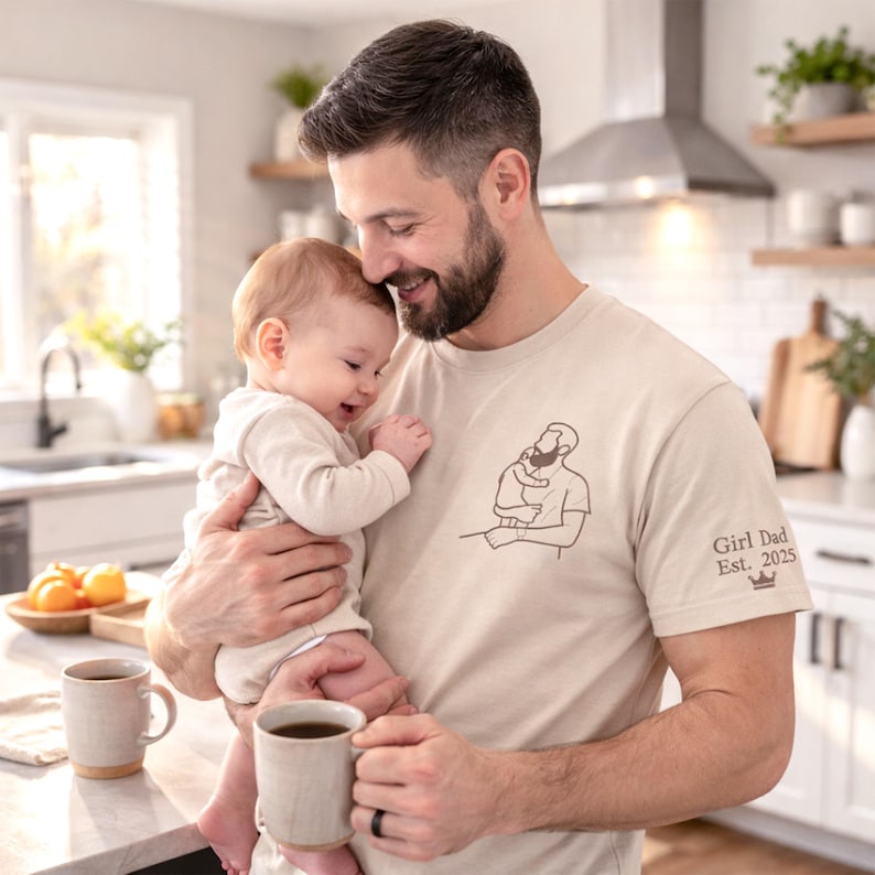 T-shirt Photo Brodé Personnalisé - Un Cadeau Unique pour Papa