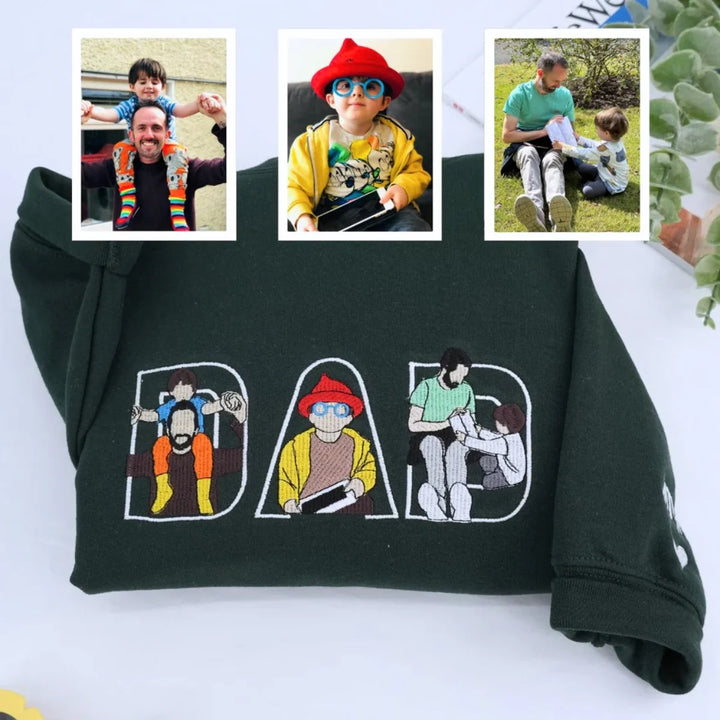 T-shirt, sweat-shirt ou hoodie personnalisé avec photo brodée — Cadeau pour la fête des pères