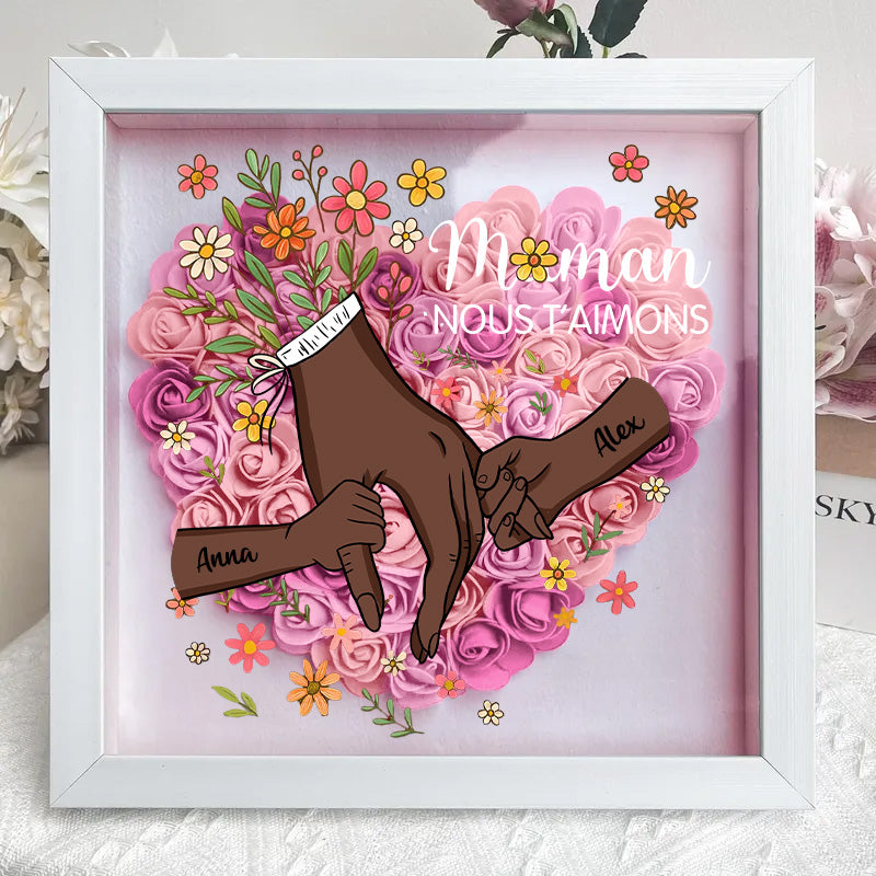 Boîte à fleurs personnalisée en forme de cœur pour maman, boîte à roses avec prénoms d'enfants