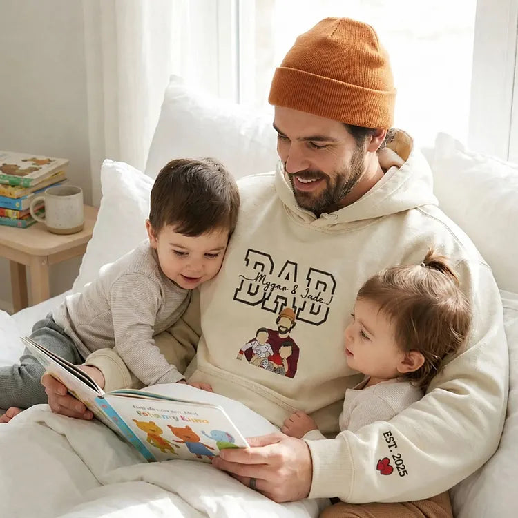 Sweat-shirt personnalisé Papa/Maman avec portrait et les noms des enfants