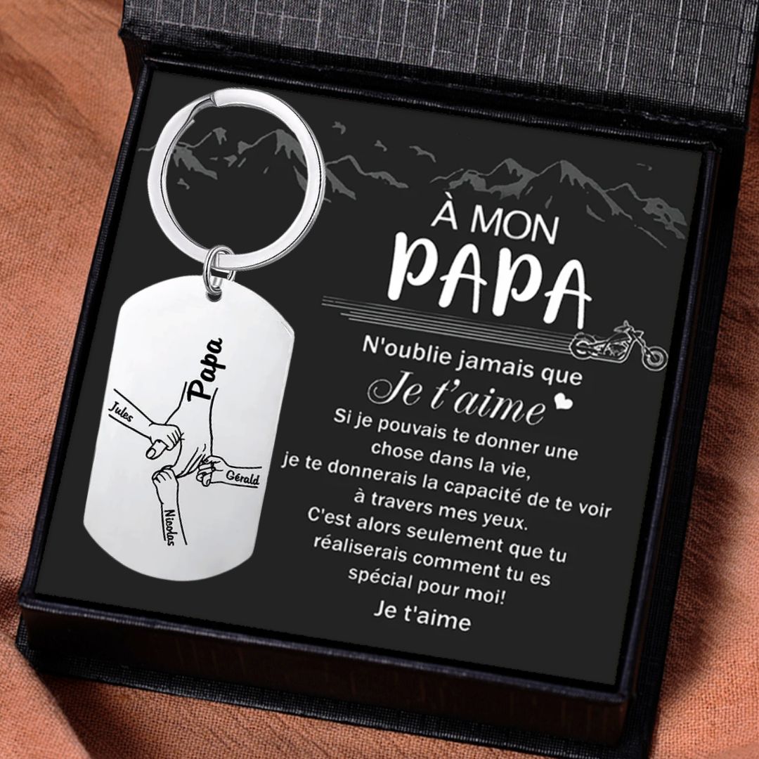 À mon Papa - Porte-Clés la main dans la main 1-5Prénoms Personnalisés