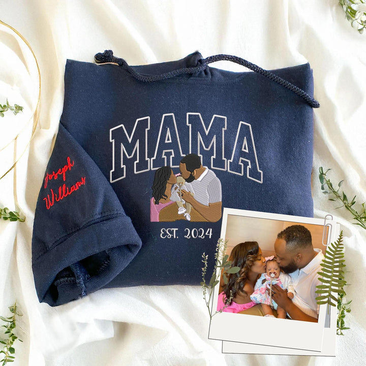 Sweat-shirt personnalisé brodé avec photo pour maman