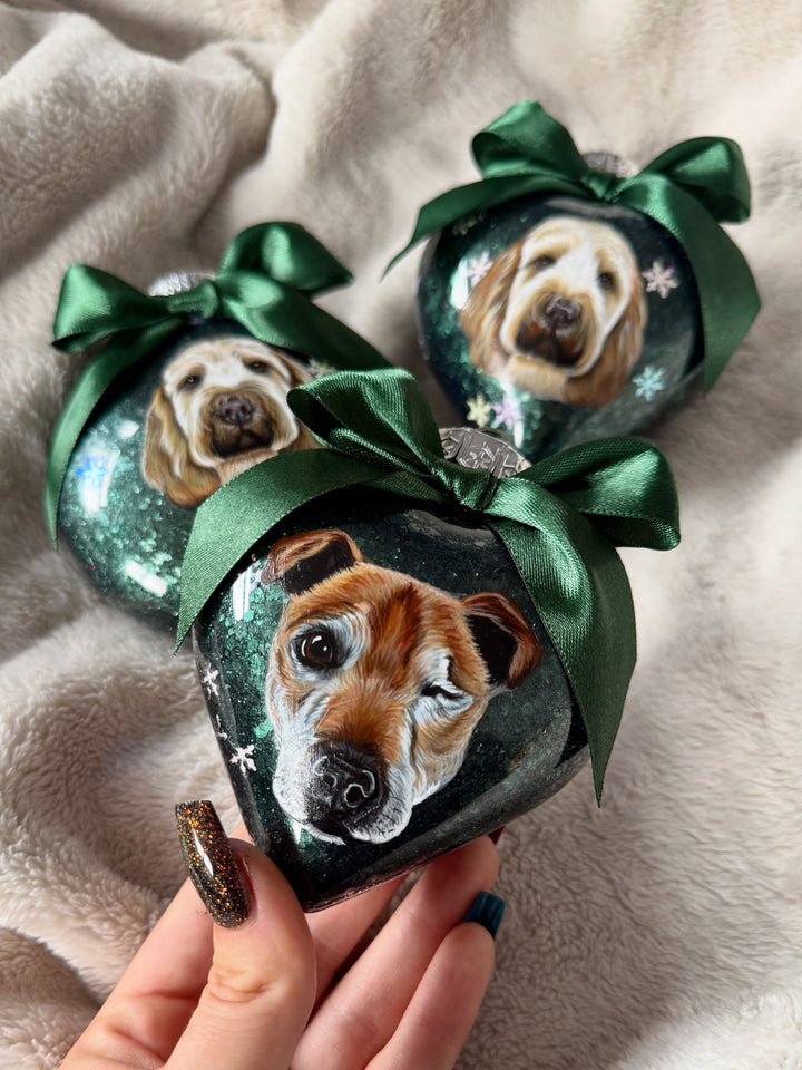 50 % de réduction sur les boules de Noël avec portraits d'animaux