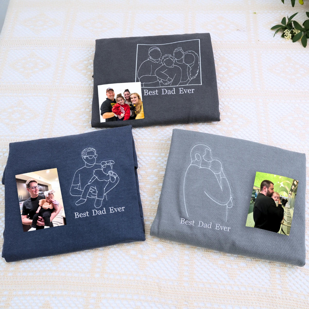 T-shirt Photo Brodé Personnalisé - Un Cadeau Unique pour Papa