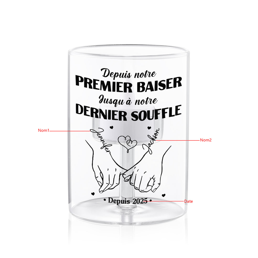 Bougeoir en Verre personnalisé sans bougoie - Depuis notre premier baiser jusqu'à notre dernier souffle