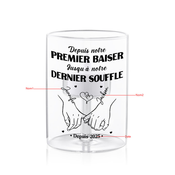 Bougeoir en Verre personnalisé sans bougoie - Depuis notre premier baiser jusqu'à notre dernier souffle