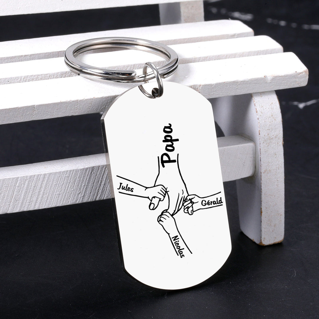À mon Papa - Porte-Clés la main dans la main 1-5Prénoms Personnalisés