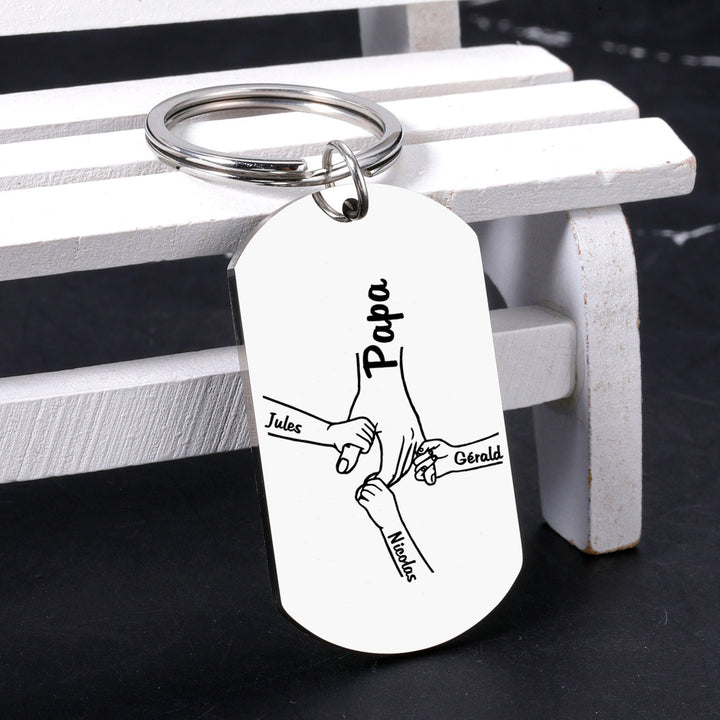 À mon Papa - Porte-Clés la main dans la main 1-5Prénoms Personnalisés