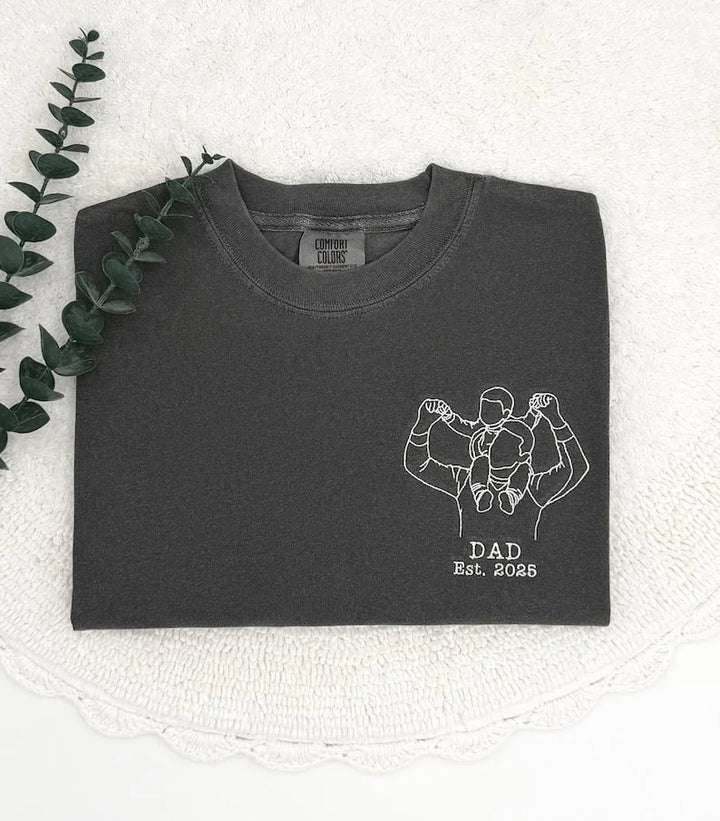 T-shirt Photo Brodé Personnalisé - Un Cadeau Unique pour Papa