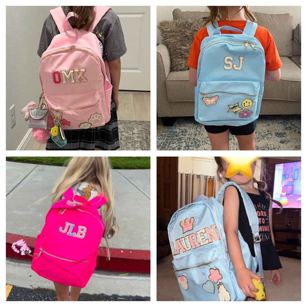 Sac à dos personnalisé pour enfants, sac à dos de rentrée scolaire avec écusson nominatif, sac à dos d'école en nylon personnalisé
