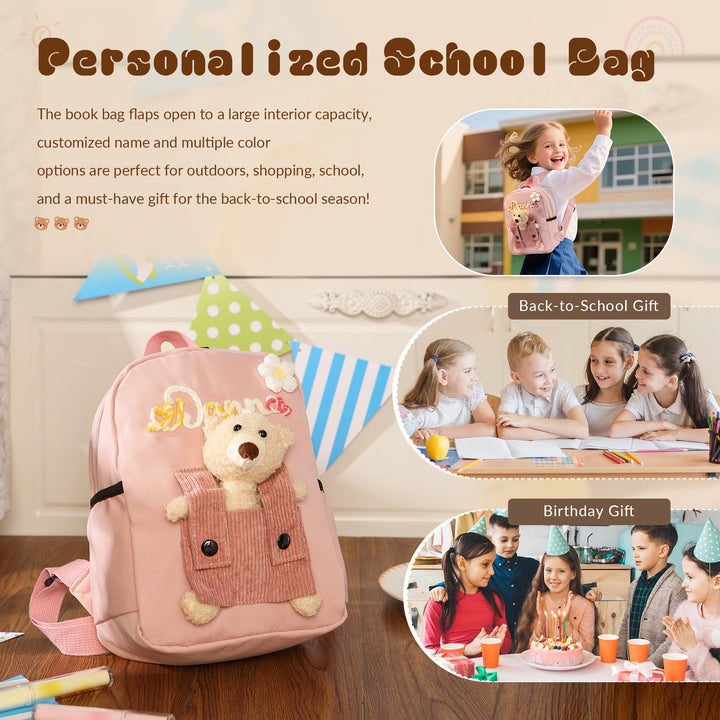 Sac à Dos Peluche Ourson Personnalisable avec Prénom et Couleurs au choix | Cadeau Rentrée Scolaire pour Enfant